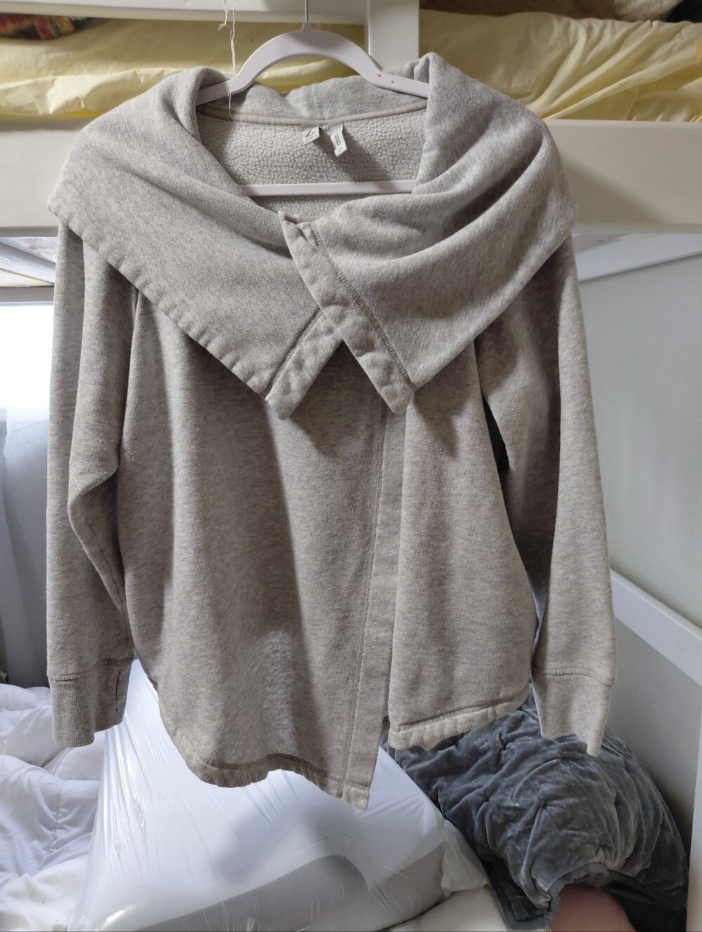 Zella Heather Gray Shawl-Collar Pullover Sweater Swing Sweatshirt Cotton 2x Xxl